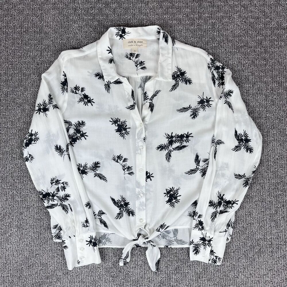 Cloth And Stone Shirt Womens Small Button Tie Waist Botanical Classic Capsule